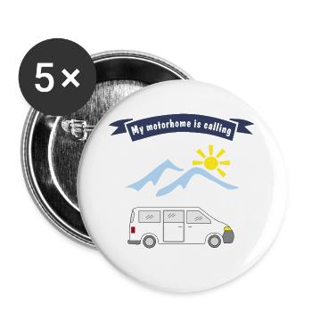 motorhome is calling - Buttons groß 56 mm (5er Pack) - Weiß - Vorne