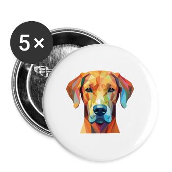 Rhodesian Ridgeback Hunderasse buntes Aquarell - Buttons groß 56 mm (5er Pack) - Weiß - Vorne
