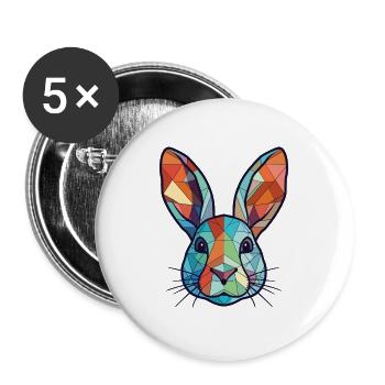 Hase buntes Aquarell Tier Haustier Illustration - Buttons groß 56 mm (5er Pack) - Weiß - Vorne