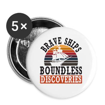 Mutige Schiffe - grenzenlose Entdeckungen - Kolumb - Buttons groß 56 mm (5er Pack) - Weiß - Vorne