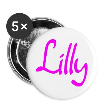 Lilly Neon Schriftzug - Buttons groß 56 mm (5er Pack) - Weiß - Vorne