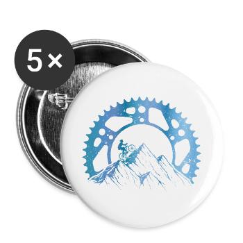Mountainbiker Kettenrad - Buttons groß 56 mm (5er Pack) - Weiß - Vorne