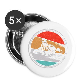 Go Kart Motorsport Gokart Kartfahrer Go-Kart - Buttons groß 56 mm (5er Pack) - Weiß - Vorne