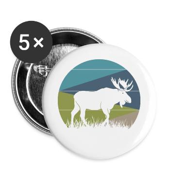Elch - Buttons groß 56 mm (5er Pack) - Weiß - Vorne