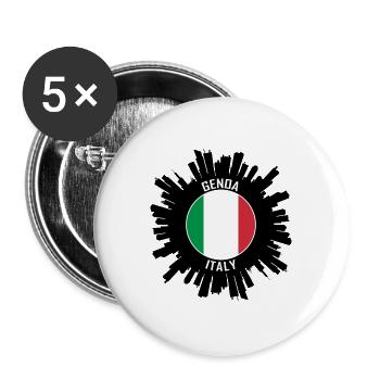 Genua Skyline Italien Flagge Reise Souvenir - Buttons groß 56 mm (5er Pack) - Weiß - Vorne