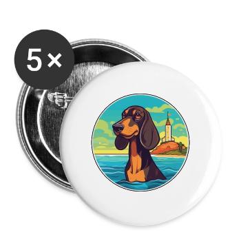 Schwarzwälder Hund Rasse Cartoon Kawaii Hund - Buttons groß 56 mm (5er Pack) - Weiß - Vorne