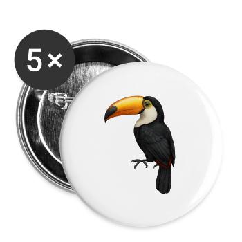 Tukan – Farben der Tropen - Buttons groß 56 mm (5er Pack) - Weiß - Vorne