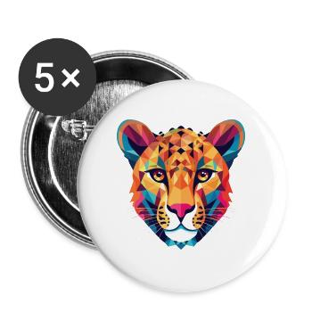 Gepard bunte Aquarell-Tier-Illustration - Buttons groß 56 mm (5er Pack) - Weiß - Vorne