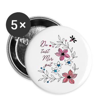 du tust mir gut, Blumenranke - Buttons groß 56 mm (5er Pack) - Weiß - Vorne