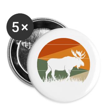 Elch - Buttons groß 56 mm (5er Pack) - Weiß - Vorne