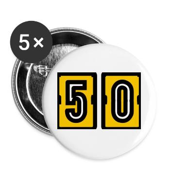 50. 50. GEBURTSTAG. Geburtstag 50 Jahre - Buttons groß 56 mm (5er Pack) - Weiß - Vorne
