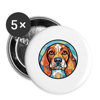 Deutsche Bracke Hunderasse Aquarell Illustration - Buttons groß 56 mm (5er Pack) - Weiß - Vorne
