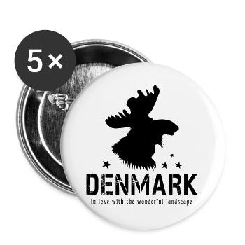 Dänemark Danmark Elch - Buttons groß 56 mm (5er Pack) - Weiß - Vorne