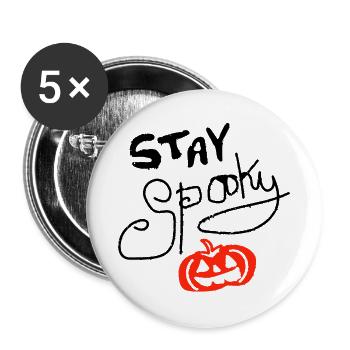 stay spooky Kürbis - Buttons groß 56 mm (5er Pack) - Weiß - Vorne