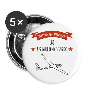 vollzeit flieger im unruhestand - Buttons groß 56 mm (5er Pack) - Weiß - Vorne