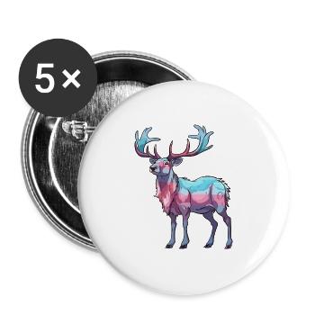 Karibu buntes Aquarell Cartoon Kawaii Tier - Buttons groß 56 mm (5er Pack) - Weiß - Vorne