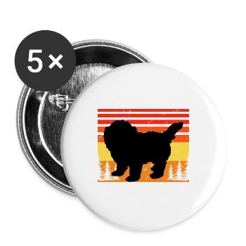 Maltipoo Hundeliebhaber Silhouette Vintage Sonnenuntergang - Buttons groß 56 mm (5er Pack) - Weiß - Vorne
