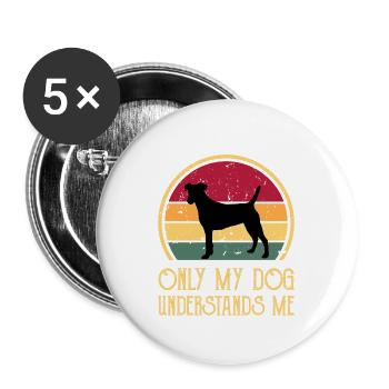 Chilenischer Foxterrier Hund Silhouette Retro Sonnenuntergang - Buttons groß 56 mm (5er Pack) - Weiß - Vorne