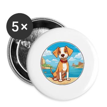 Mallorca Ratter Hund Rasse Cartoon Kawaii Clipart - Buttons groß 56 mm (5er Pack) - Weiß - Vorne