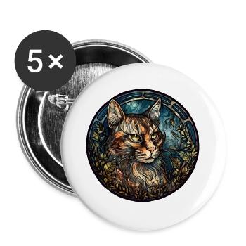 Manx Cat Breed Aquarellglas - Buttons groß 56 mm (5er Pack) - Weiß - Vorne