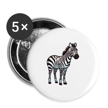 Zebra Niedliche Karikatur Kawaii Aquarell Tier Haustier - Buttons groß 56 mm (5er Pack) - Weiß - Vorne