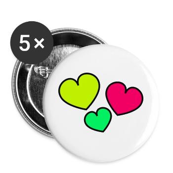 HERZ. HERZ. HERZ. KÜSSEN. SCHMATZEN. KÜSST. - Buttons groß 56 mm (5er Pack) - Weiß - Vorne