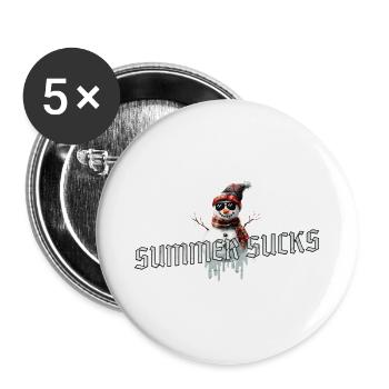 Summer Sucks – Snowman Rules - Buttons groß 56 mm (5er Pack) - Weiß - Vorne