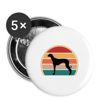 Alte kroatische Windhundhund-Silhouette Retro-Sonne - Buttons groß 56 mm (5er Pack) - Weiß - Vorne