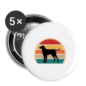 Lockig Beschichteter Retriever Hund Silhouette Retro Sonnenuntergang - Buttons groß 56 mm (5er Pack) - Weiß - Vorne