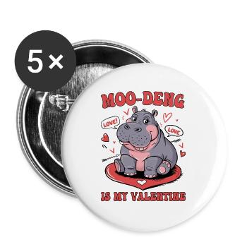 Liebe Süße Lustige Muh-Deng Ist Mein Valentinstag - Buttons groß 56 mm (5er Pack) - Weiß - Vorne