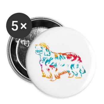 Stolzer Clumber Spaniel Jagdhund - Buttons groß 56 mm (5er Pack) - Weiß - Vorne