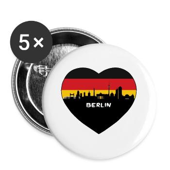 Flaggen-Skyline-Reise-Andenken Berlin-Deutschland - Buttons groß 56 mm (5er Pack) - Weiß - Vorne