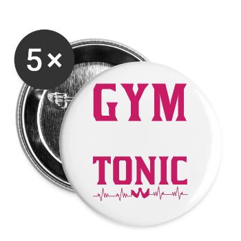 Gym and Tonic Fitness Humor - Buttons groß 56 mm (5er Pack) - Weiß - Vorne