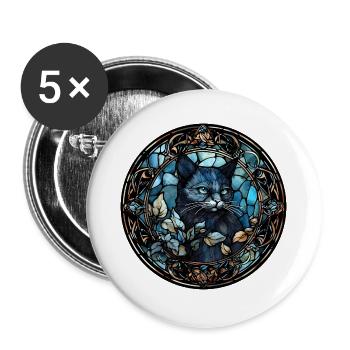 hantilly Tiffany Katzenrasse Aquarellglas - Buttons groß 56 mm (5er Pack) - Weiß - Vorne
