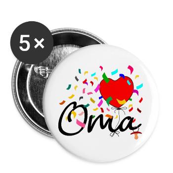 Oma Konfetti - Buttons groß 56 mm (5er Pack) - Weiß - Vorne
