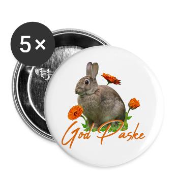 God Paske Frohe Ostern - Buttons groß 56 mm (5er Pack) - Weiß - Vorne