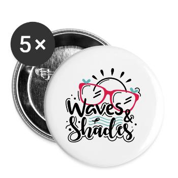 Waves And Shades - Buttons groß 56 mm (5er Pack) - Weiß - Vorne
