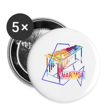 Schwungvoller Marimba Bühnenauftritt - Buttons groß 56 mm (5er Pack) - Weiß - Vorne