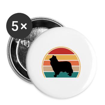 Collie Rauer Hund Liebhaber Silhouette Vintage Sonnenuntergang - Buttons groß 56 mm (5er Pack) - Weiß - Vorne
