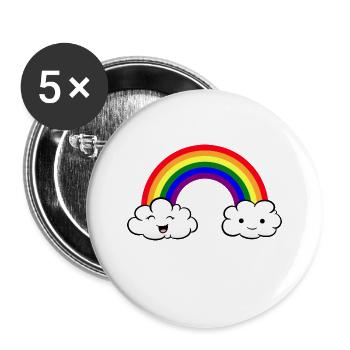 LGBT Rainbow - Buttons groß 56 mm (5er Pack) - Weiß - Vorne