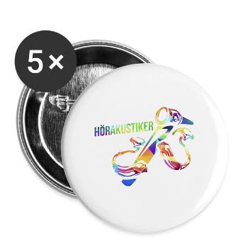 Aufmerksamer Hörakustiker Hörberatung - Buttons groß 56 mm (5er Pack) - Weiß - Vorne