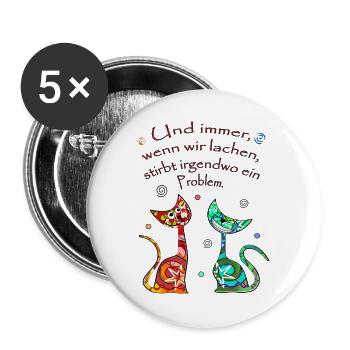 Katzen - Buttons groß 56 mm (5er Pack) - Weiß - Vorne