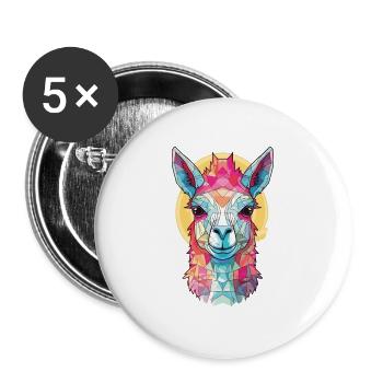Lamas Bunte Aquarell-Tier-Haustier-Illustration - Buttons groß 56 mm (5er Pack) - Weiß - Vorne