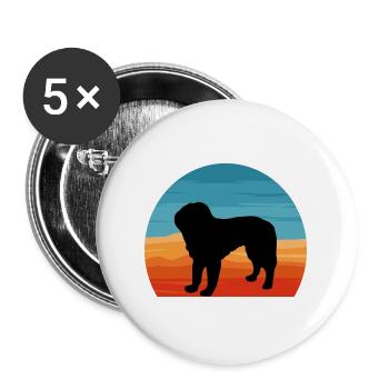 Bosnischer grobhaariger Hund Hund Silhouette Retro - Buttons groß 56 mm (5er Pack) - Weiß - Vorne