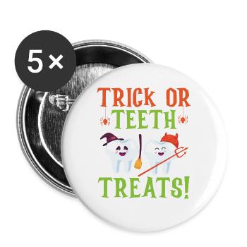 Trick or Teeth Treats! - Buttons groß 56 mm (5er Pack) - Weiß - Vorne