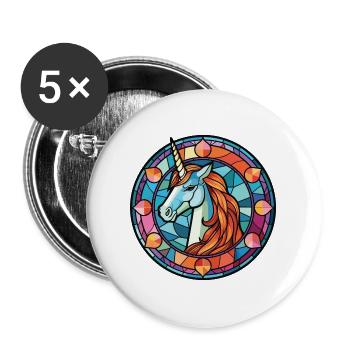 Bunte Aquarell-Tierillustration des Einhorns - Buttons groß 56 mm (5er Pack) - Weiß - Vorne