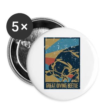 Glänzender Gelbrandkäfer Entomologie - Buttons groß 56 mm (5er Pack) - Weiß - Vorne