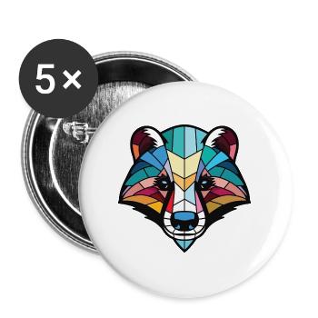 Dachs Buntes Aquarell Tier Haustier Illustration - Buttons groß 56 mm (5er Pack) - Weiß - Vorne