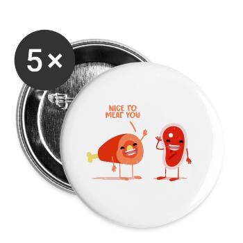 Saftiges Steak Fleischerhandwerk - Buttons groß 56 mm (5er Pack) - Weiß - Vorne