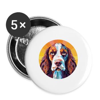 English Springer Spaniel Hunderasse Aquarell - Buttons groß 56 mm (5er Pack) - Weiß - Vorne